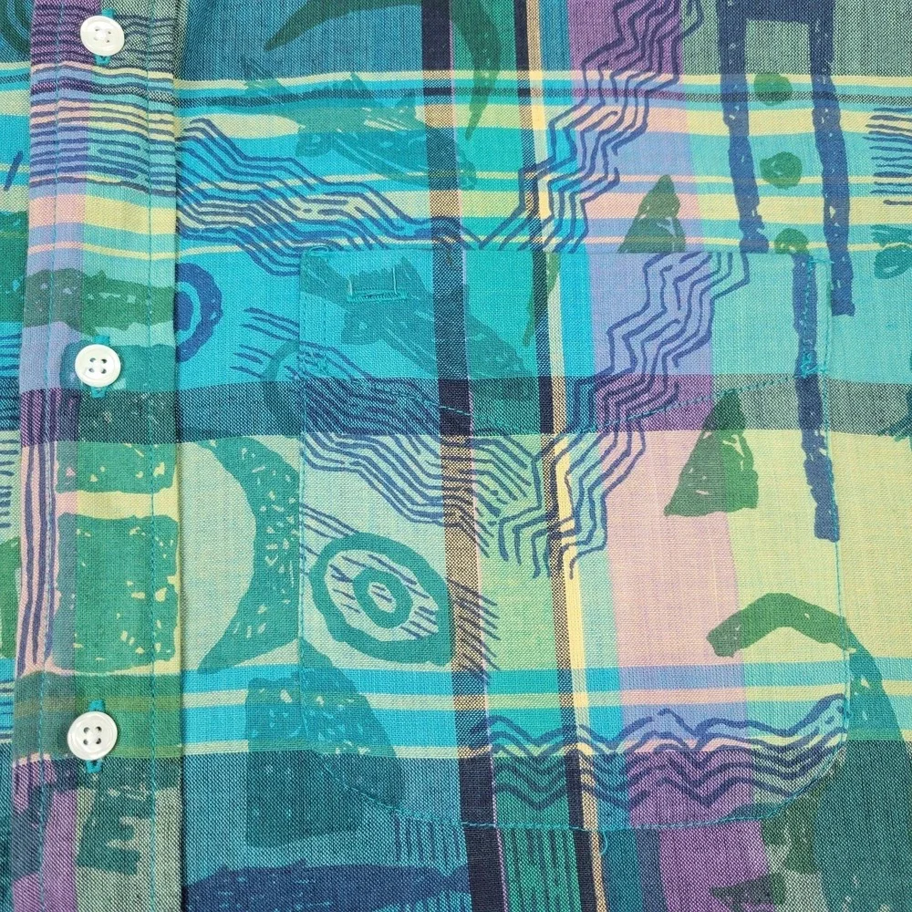 Vintage Native Habitat Planet Earth Hawaiian Shirt Mens‎ Large L Geometric L